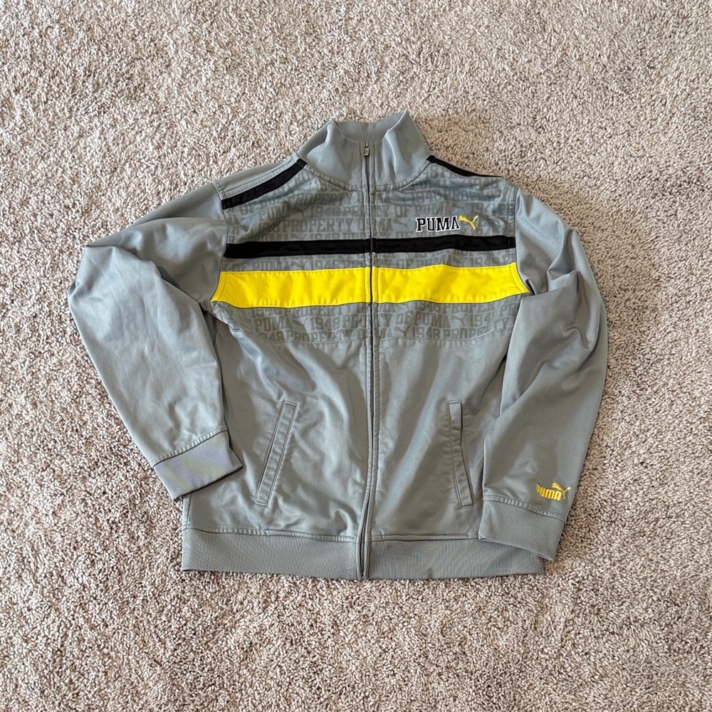Puma Gray Jacket with Yellow & Black Stripes